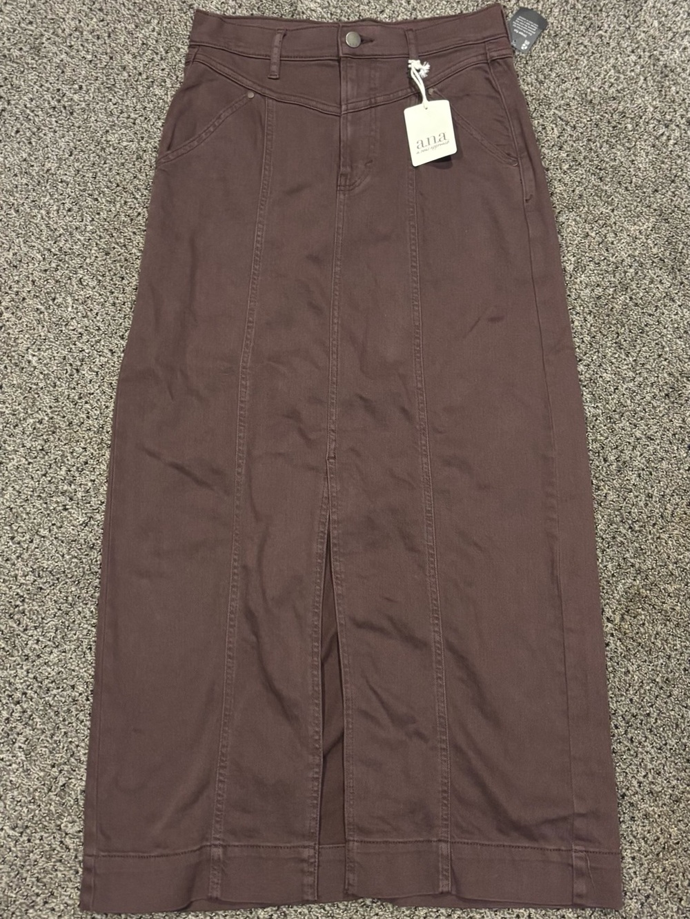 a.n.a Women's Brown Maxi Skirt with Front Slit